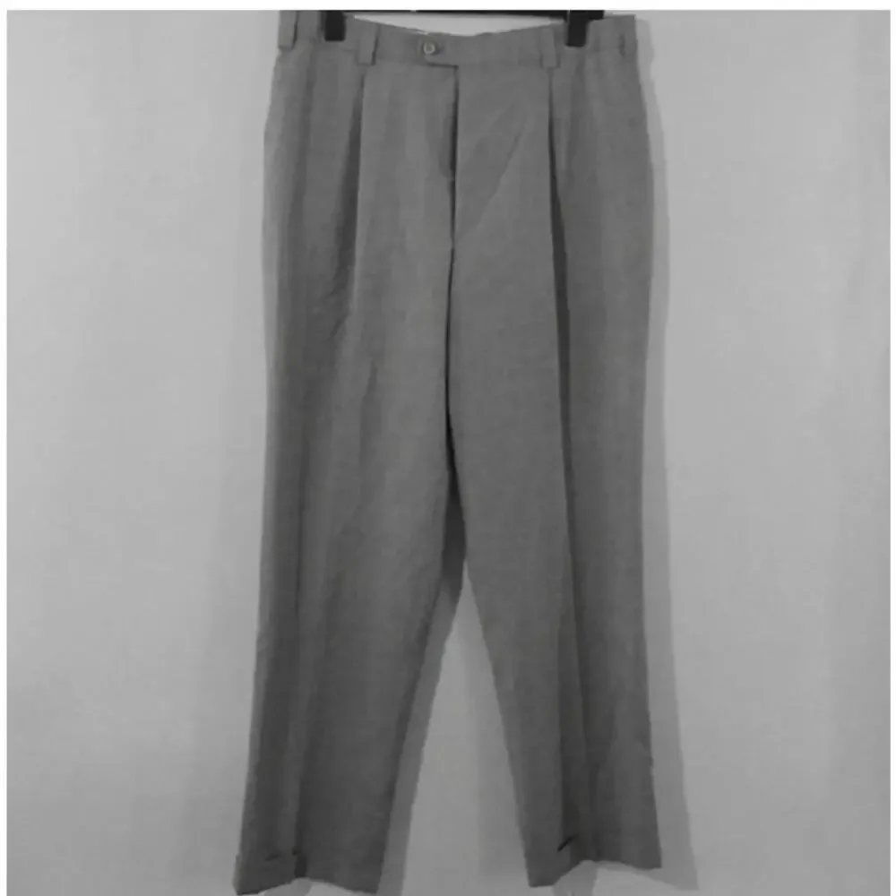 Línea Naturale Men’s Grey Dress Pants size 36 pleat cuff trousers slacks Career